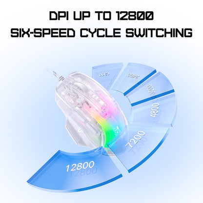 Rynx | ONIKUMA CW923 RGB Lighting Wired Mouse (Transparent)