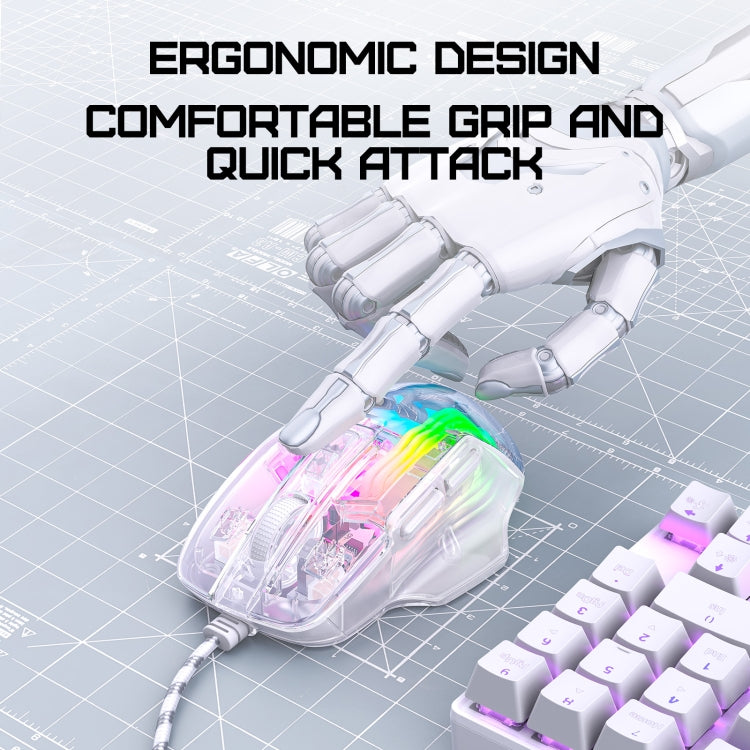 Rynx | ONIKUMA CW923 RGB Lighting Wired Mouse (Transparent)