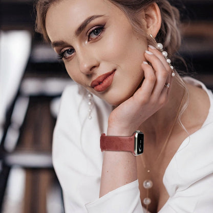 Rynx | For Apple Watch Series 9 45mm Butterfly Flower Embossed Silicone Watch Strap (Brick Red)