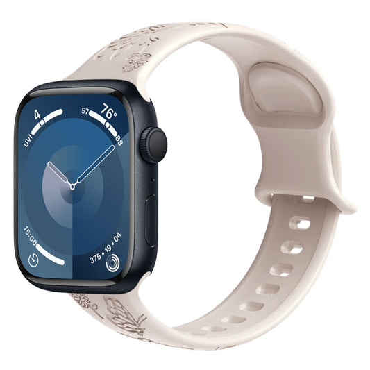 Rynx | For Apple Watch Series 4 40mm Butterfly Flower Embossed Silicone Watch Band (Starlight)