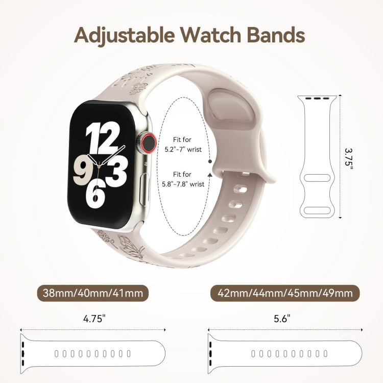 Rynx | For Apple Watch Series 4 40mm Butterfly Flower Embossed Silicone Watch Band (Starlight)
