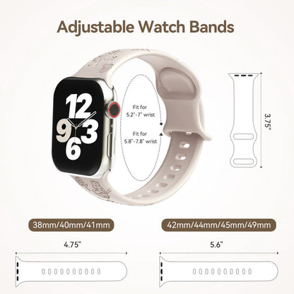Rynx | For Apple Watch Series 4 40mm Butterfly Flower Embossed Silicone Watch Band (Starlight)