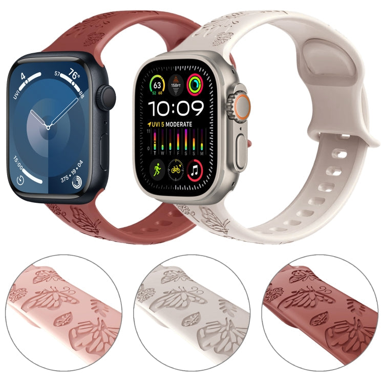 Rynx | For Apple Watch Series 4 40mm Butterfly Flower Embossed Silicone Watch Band (Starlight)