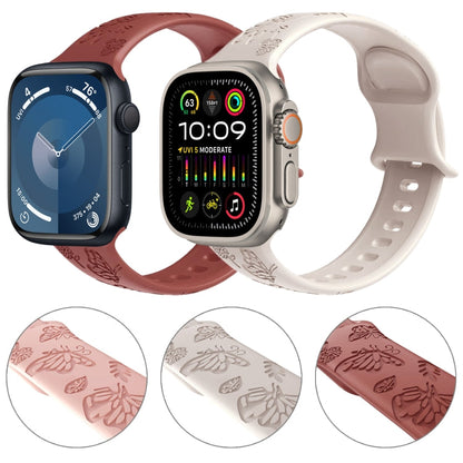 Rynx | For Apple Watch Series 4 40mm Butterfly Flower Embossed Silicone Watch Band (Starlight)