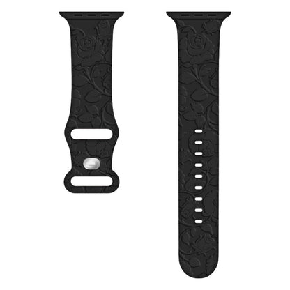 Rynx | For Apple Watch Series 9 45mm Rose embossed silicone strap (Black)