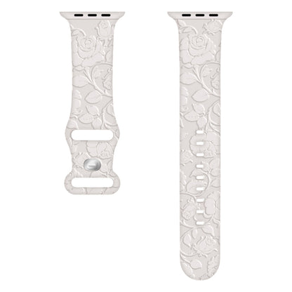 Rynx | For Apple Watch Series 9 41mm Rose Imprint Silicone Watch Strap (Starlight)