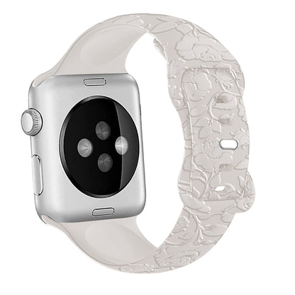 Rynx | For Apple Watch Series 9 41mm Rose Imprint Silicone Watch Strap (Starlight)