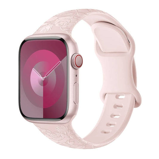Rynx | For Apple Watch Series 6 44 mm Pink Embossed Silicone Strap (Pink)