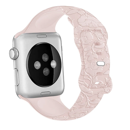 Rynx | For Apple Watch Series 6 44 mm Pink Embossed Silicone Strap (Pink)