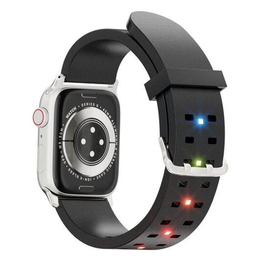 Rynx | For Apple Watch Series 9 45mm Bright Colorful Light Silicone Strap (Black)
