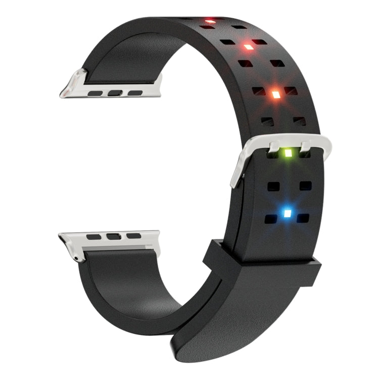 Rynx | For Apple Watch Series 9 45mm Bright Colorful Light Silicone Strap (Black)