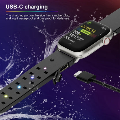 Rynx | For Apple Watch Series 8 45mm Luminous Colorful Light Silicone Strap (Black)