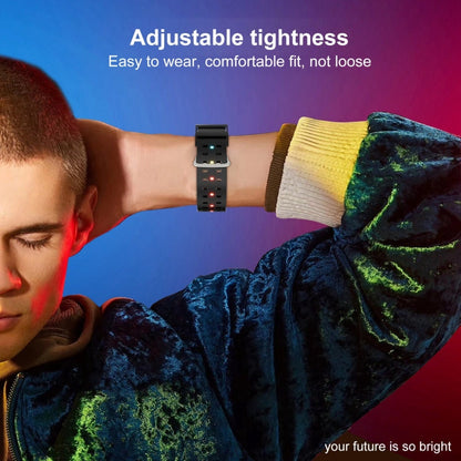 Rynx | For Apple Watch Series 9 45mm Bright Colorful Light Silicone Strap (Black)