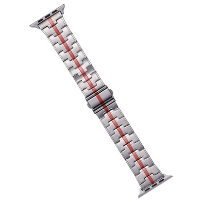 Rynx | For Apple Watch Series 8 41mm Stainless Steel Band (Silver Red)