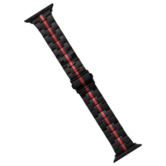 Rynx | For Apple Watch Series 4 44mm Stainless Steel Watch Band (Black Red)