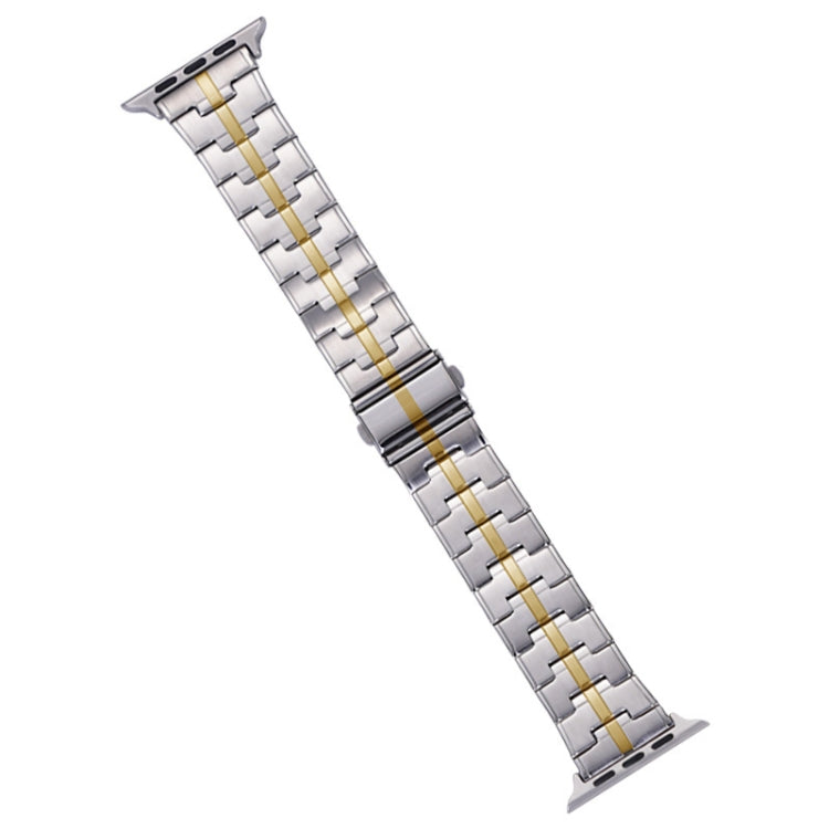 Rynx | For Apple Watch Series 4 44mm Stainless Steel Band (Silver Gold)