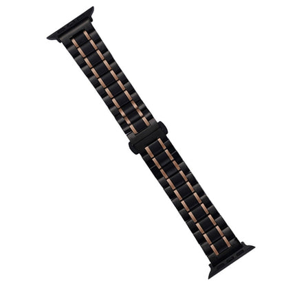 Rynx | For Apple Watch Series 9 45mm Five Pearl Stainless Steel Bracelet (Black Rose Gold)