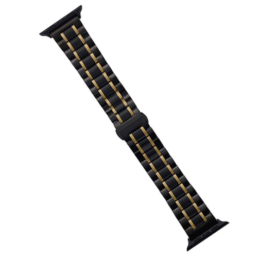 Rynx | For Apple Watch Series 8 45mm Five-Pearl Stainless Steel Watch Band (Black Gold)