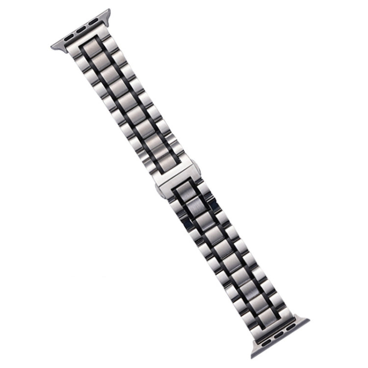 Rynx | For Apple Watch Series 4 40mm Five-Bead Stainless Steel Watch Band (Silver Black)