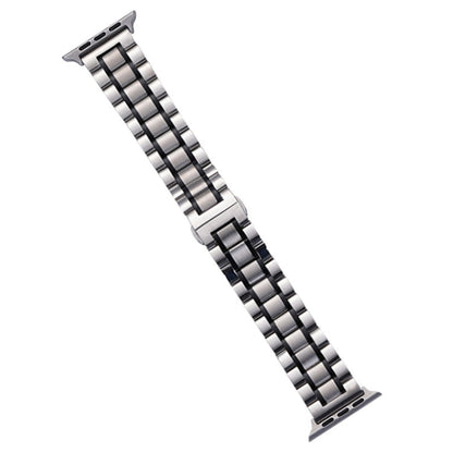 Rynx | For Apple Watch Series 4 40mm Five-Bead Stainless Steel Watch Band (Silver Black)