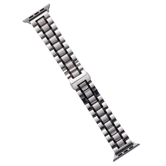 Rynx | For Apple Watch Series 4 40mm Five-Bead Stainless Steel Watch Band (Silver Black)
