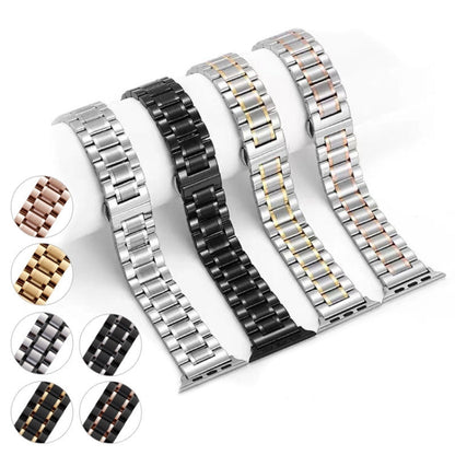Rynx | For Apple Watch Series 9 45mm Five Pearl Stainless Steel Bracelet (Black Rose Gold)