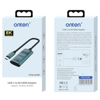 Rynx | Onten UC981 8K 30Hz USB-C / Type-C to HDMI Video Converter Adapter (Pine Green)
