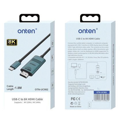 Rynx | Onten UC982 8K 60Hz USB-C / Type-C to HDMI Video HD Converter Cable (Pine Green)