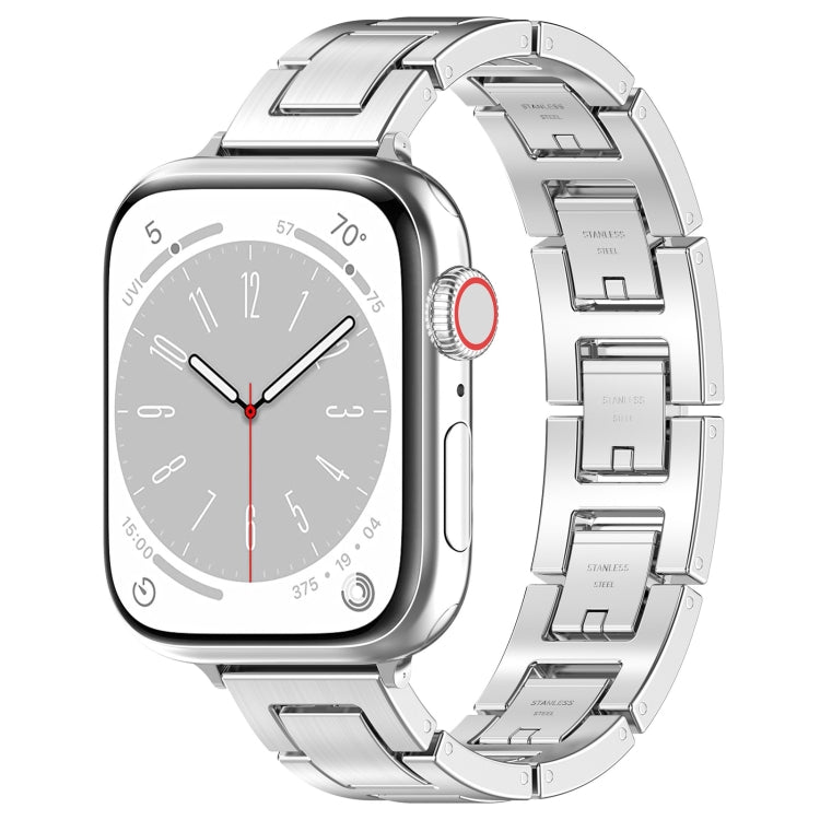 Rynx | For Apple Watch Series 9 45mm H Slim Stainless Steel Watch Band (Silver)