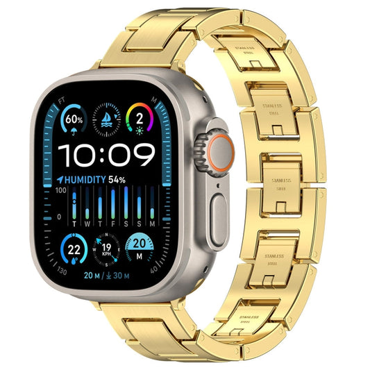 Rynx | For Apple Watch Ultra 49mm H Slim Stainless Steel Bracelet (Gold)