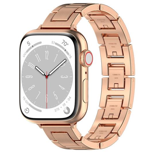 Rynx | For Apple Watch Series 8 45mm H Slim Stainless Steel Bracelet (Rose Gold)
