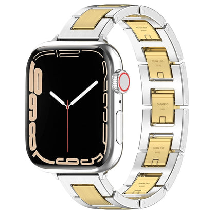 Rynx | For Apple Watch Series 5 40mm H Slim Stainless Steel Bracelet (Silver Gold)