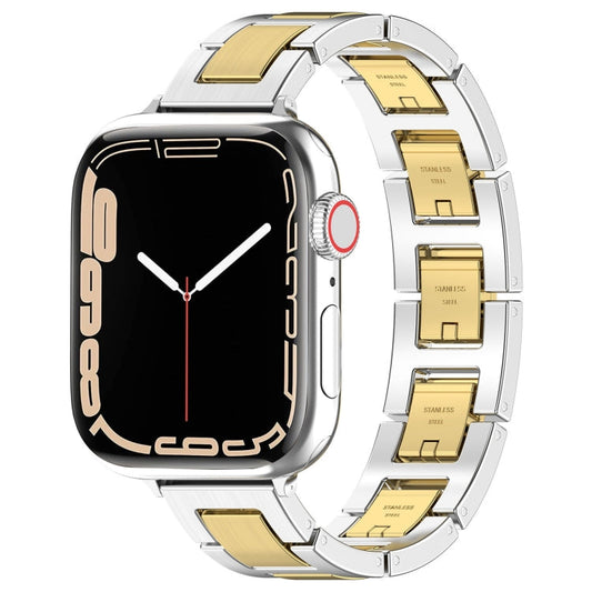 Rynx | For Apple Watch Series 5 40mm H Slim Stainless Steel Bracelet (Silver Gold)