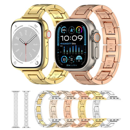 Rynx | For Apple Watch Series 5 40mm H Slim Stainless Steel Bracelet (Silver Gold)