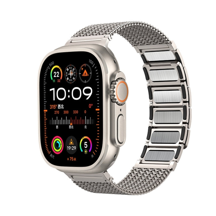Rynx | For Apple Watch Series 9 45mm Magnetic Closure Braided Chain Stainless Steel Bracelet (Gold)