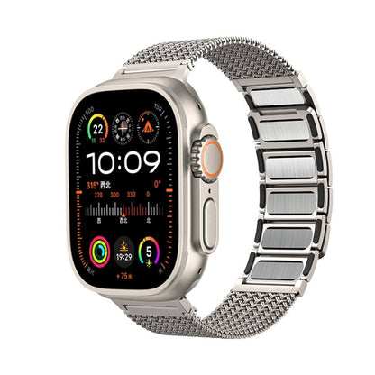 Rynx | For Apple Watch Series 9 45mm Magnetic Closure Braided Chain Stainless Steel Bracelet (Gold)