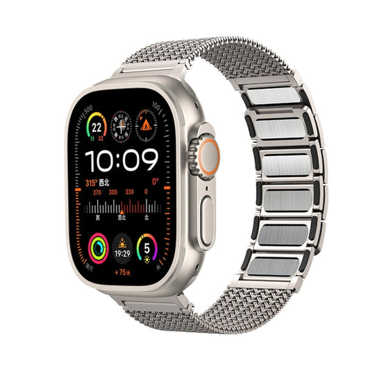 Rynx | For Apple Watch Series 9 45mm Magnetic Closure Braided Chain Stainless Steel Bracelet (Gold)