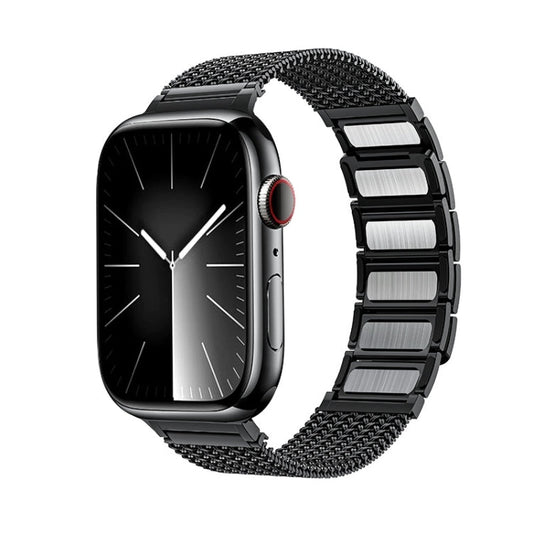 Rynx | For Apple Watch Series 9 45mm Magnetic Closure Braided Chain Stainless Steel Bracelet (Black)