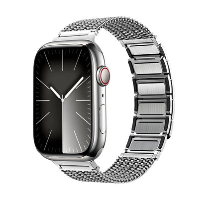 Rynx | For Apple Watch Series 3 42mm Magnetic Closure Braided Chain Stainless Steel Wristband (Silver)