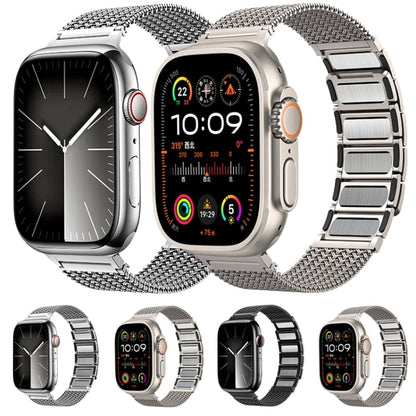 Rynx | For Apple Watch Series 9 45mm Magnetic Closure Braided Chain Stainless Steel Bracelet (Black)