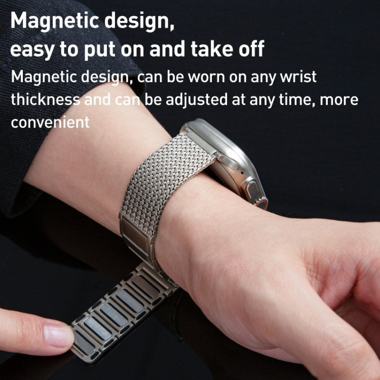 Rynx | For Apple Watch Series 3 42mm Magnetic Closure Braided Chain Stainless Steel Wristband (Silver)
