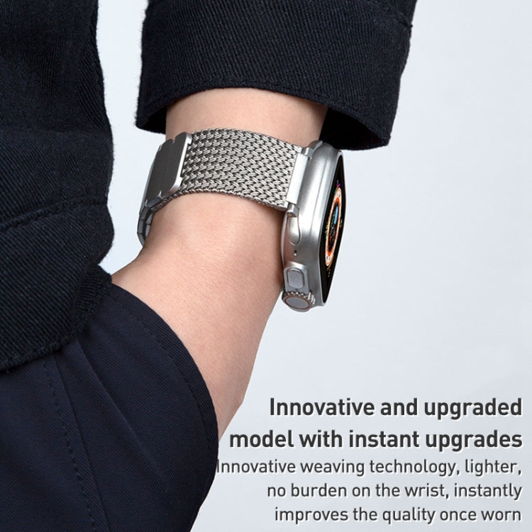 Rynx | For Apple Watch Series 9 45mm Magnetic Closure Braided Chain Stainless Steel Bracelet (Gold)