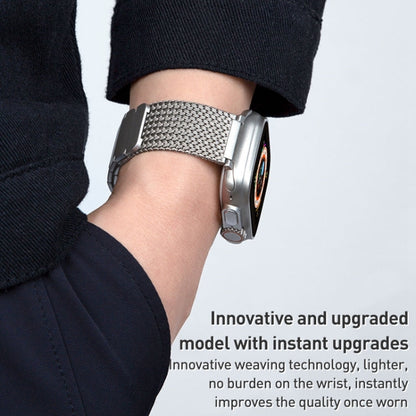Rynx | For Apple Watch Series 9 45mm Magnetic Closure Braided Chain Stainless Steel Bracelet (Gold)