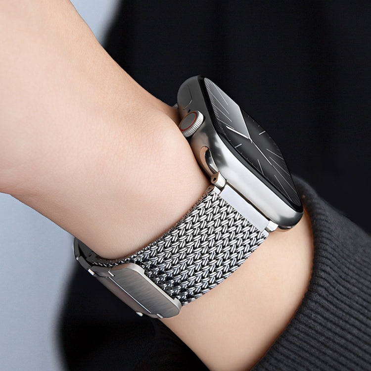 Rynx | For Apple Watch Series 9 45mm Magnetic Closure Braided Chain Stainless Steel Bracelet (Black)