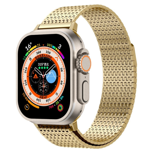 Rynx | For Apple Watch Series 7 45mm Milanese Loop Magnetic Closure Stainless Steel Watch Band (Gold)