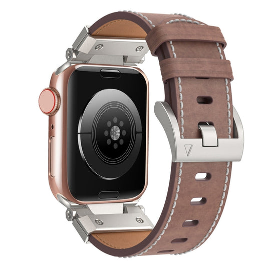 Rynx | For Apple Watch Series 9 45mm Mecha Style Leather Strap (Coffee Oil Wax)