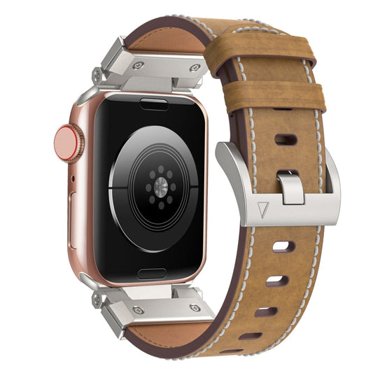 Rynx | For Apple Watch Series 7 45mm Mecha Style Leather Band (Light Brown)