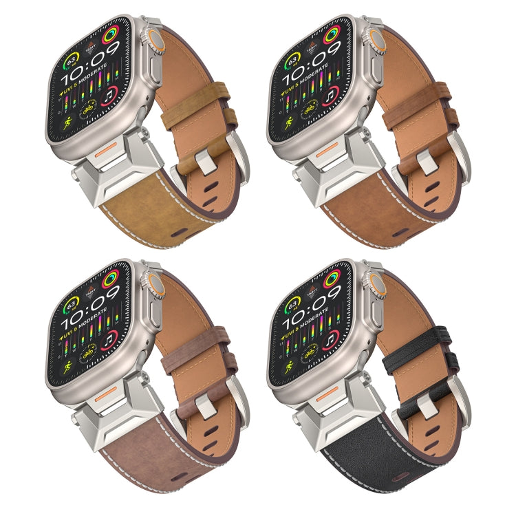Rynx | For Apple Watch Series 9 45mm Mecha Style Leather Strap (Black Napa)