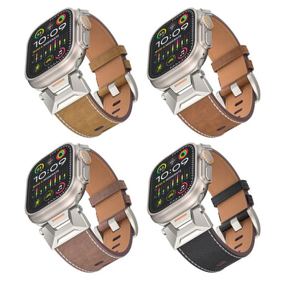 Rynx | For Apple Watch Series 9 45mm Mecha Style Leather Strap (Black Napa)