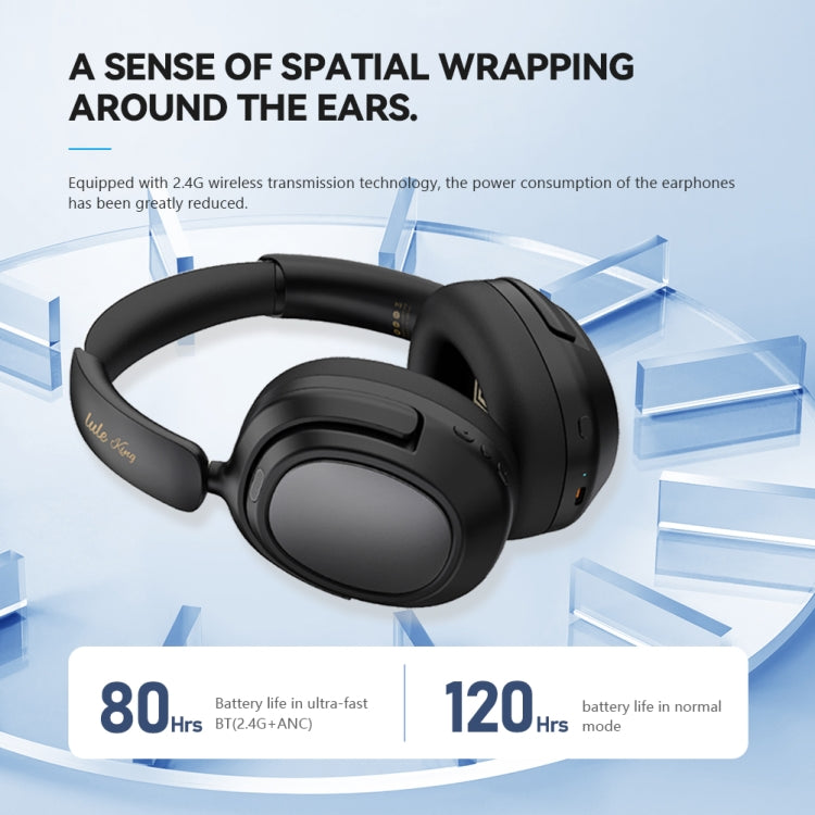RYNX | Eking ANC Noise Canceling Wireless Gaming Low Latency Headband Wireless Bluetooth Headphones, With 2.4G(Black)